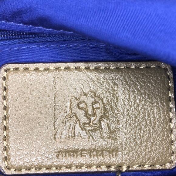 Anne Klein Purse Green and Gold Quilted Pattern Bag - Picture 4 of 7